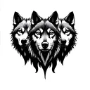 three wolves facing front view  tattoo design idea