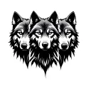 three wolves facing front view  tattoo design idea