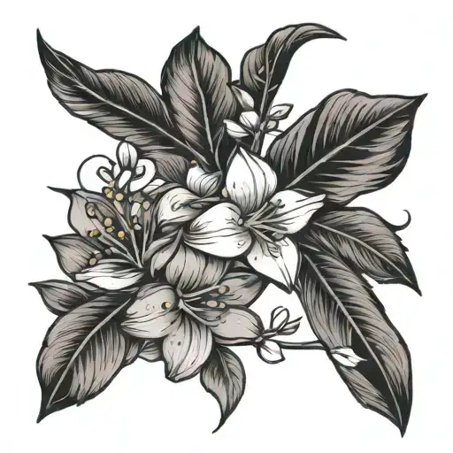Sagittarius arrow,  jasmine flowers tattoo design idea
