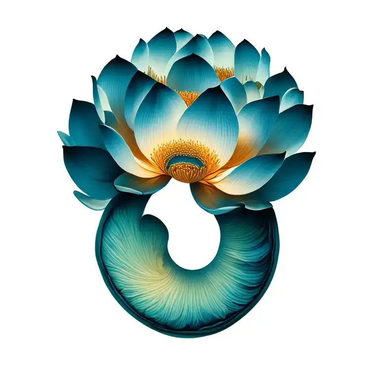 Semicolon made of lotus petals forming the shape tattoo design idea
