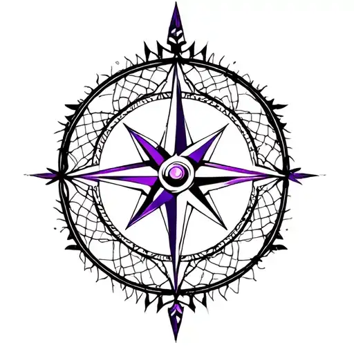 elements, compass, pentacle, dreamcatcher, black s and purples, lace tattoo design idea