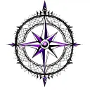 elements, compass, pentacle, dreamcatcher, black s and purples, lace tattoo design idea