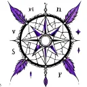 elements, compass, pentacle, dreamcatcher, black s and purples, lace tattoo design idea