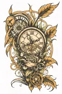 withering grass, clock sun, wind blowing tattoo design idea