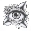gypsy eye with diamonds tattoo design idea