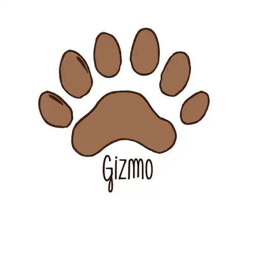dog paw with a Yorkie silhouette inside with the name Gizmo below  tattoo design idea