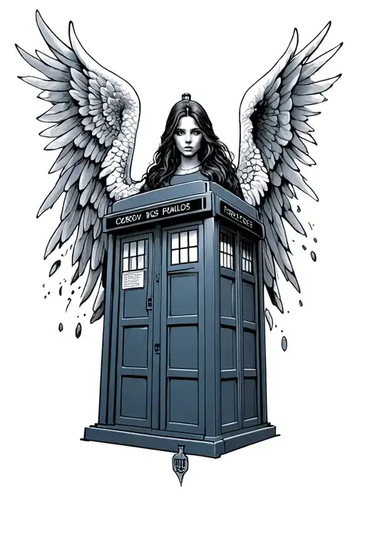 tardis + weeping angel female character tattoo design idea