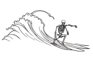 skeleton surfing wave tattoo design idea