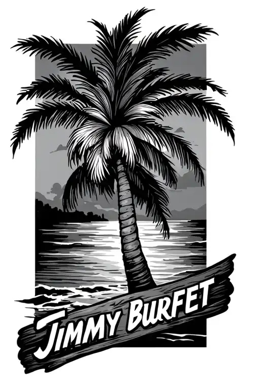 Jimmy Buffett theme with palm tree tattoo design idea