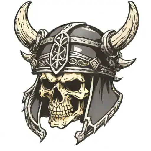 skull in helmet Celtic Viking tattoo design idea
