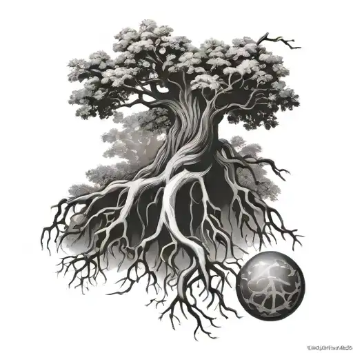 roots with last name tattoo design idea