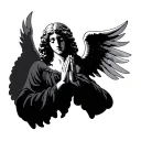 Angel praying hand tattoo design idea