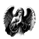 Angel praying hand tattoo design idea