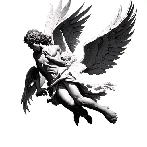 icarus falling angel tattoo design idea