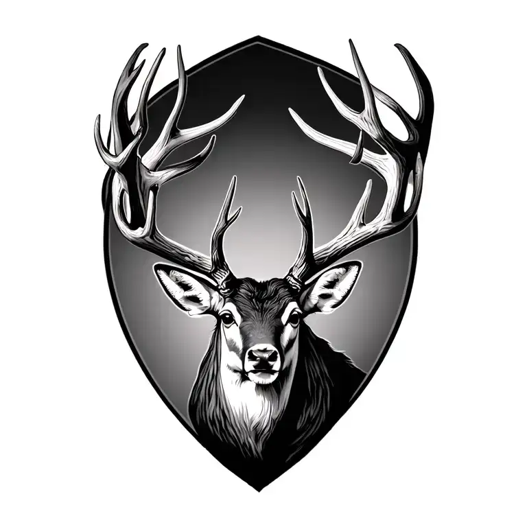mule deer antlers tattoo design idea