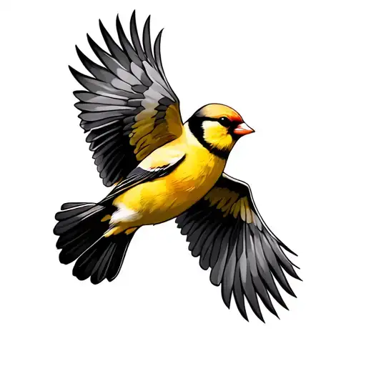 American Goldfinch flying tattoo design idea