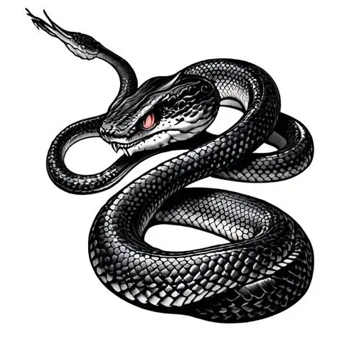 snake and hunting trap tattoo design idea