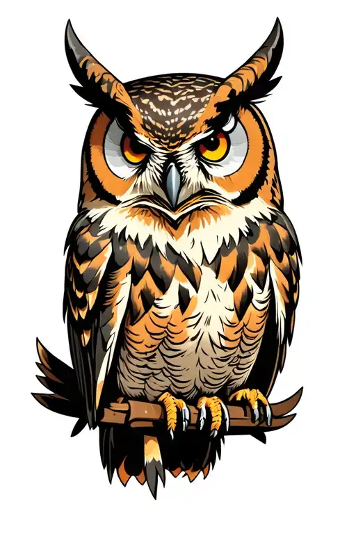 horned owl tattoo design idea