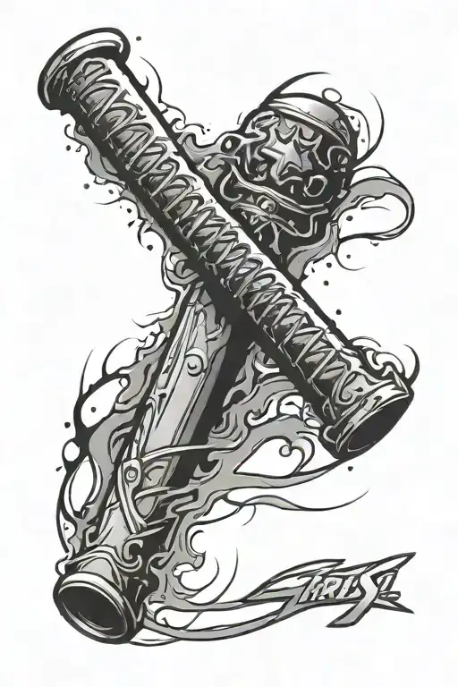 cross, baseball bat and counterstrike global offensive tattoo design idea