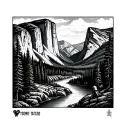 monument and yosemite valley landscape tattoo design idea