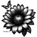 Can you draft up a cute little cursive tattoo that says let them with a butterfly on a delilah flower with its wings ope tattoo design idea
