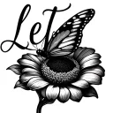 Can you draft up a cute little cursive tattoo that says let them with a butterfly on a delilah flower with its wings ope tattoo design idea
