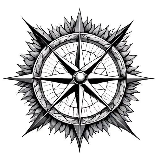 Arrows, compass rose, sacred geometry tattoo design idea