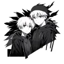 basically anime characters in comic boxes and for them to basically blend together the characters I want are gon,killua, tattoo design idea