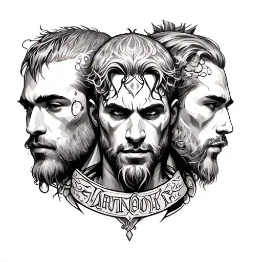 3 brothers tatoo, portraying strength calmness cunning  tattoo design idea