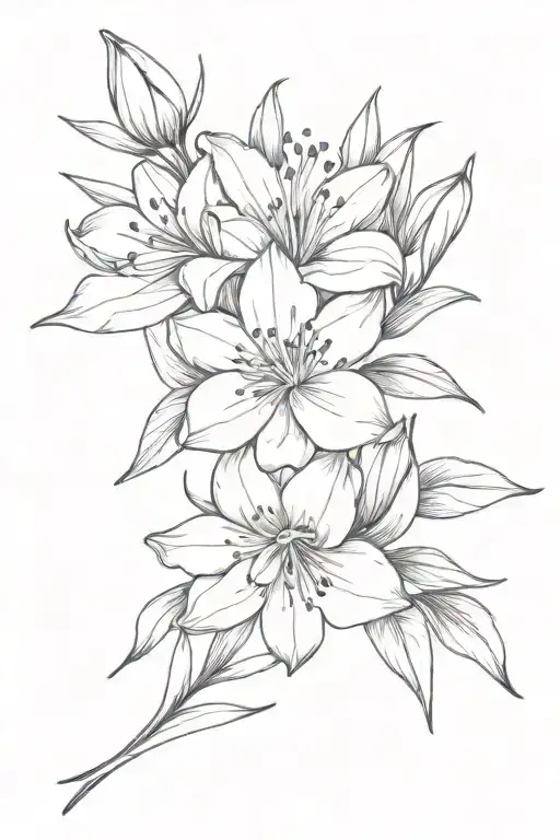 rhododendron and tulips small bouquet  tattoo design idea