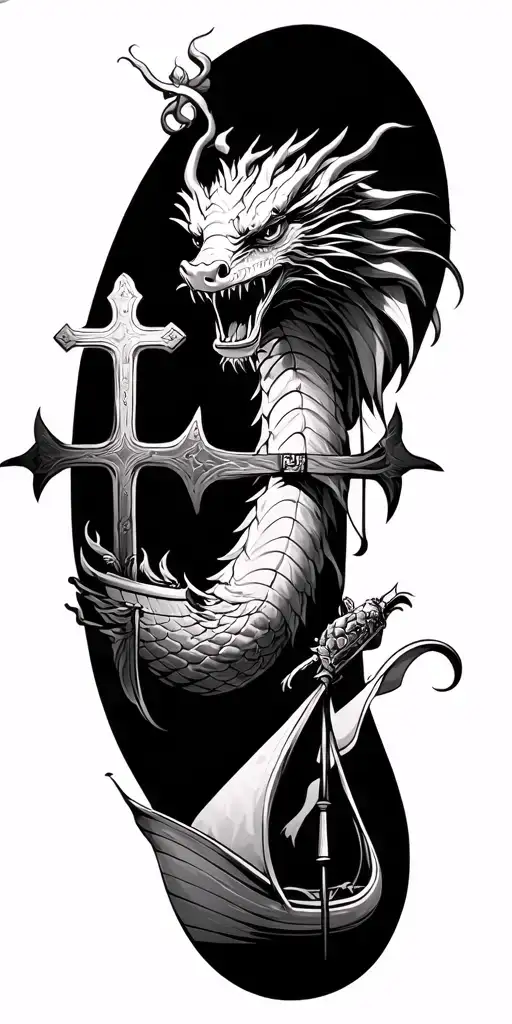 cross, Chinese dragon, Batavia boat, gods and Adam's hand, Greek hero ajax tattoo design idea