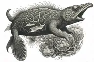 moray eel chasing a diver tattoo design idea