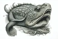 moray eel chasing a diver tattoo design idea