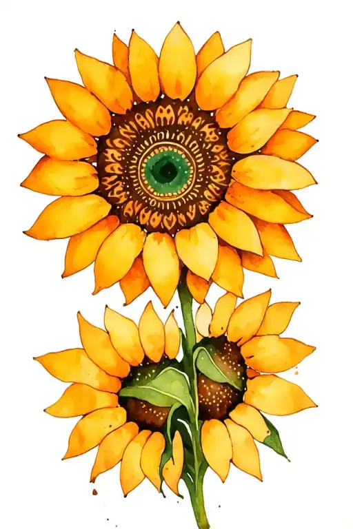 sunflower with mehndi patterns tattoo design idea