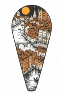 venice at night with bright lights tattoo design idea