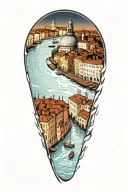 venice at night with bright lights tattoo design idea
