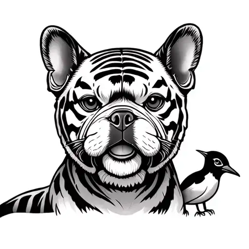 Duck, monkey, bulldog, tiger, mocking bird mini tattoo tattoo design idea