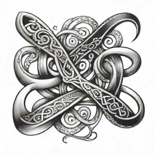 infinity symbol with 7 names  tattoo design idea