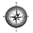 basic compass tattoo design idea