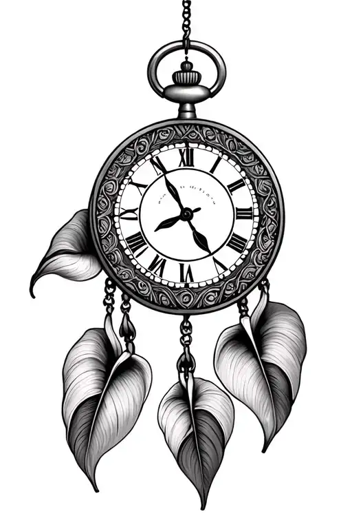 native american dreamcatcher 3 calla lillies pocket watch tattoo design idea