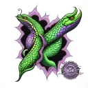reptile skin on forearms green and purple color   tattoo design idea