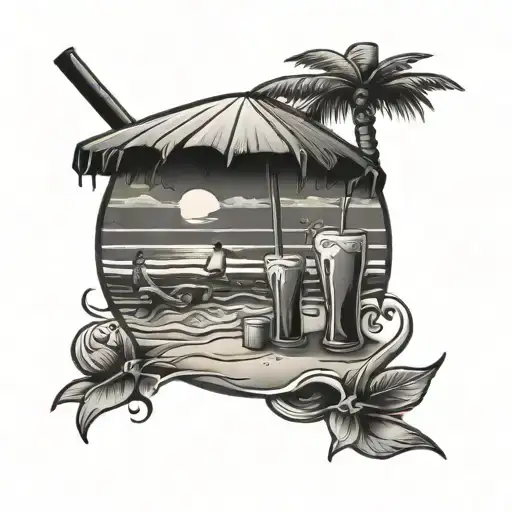 tattoo that says 1158 with a beach and drinks theme  tattoo design idea