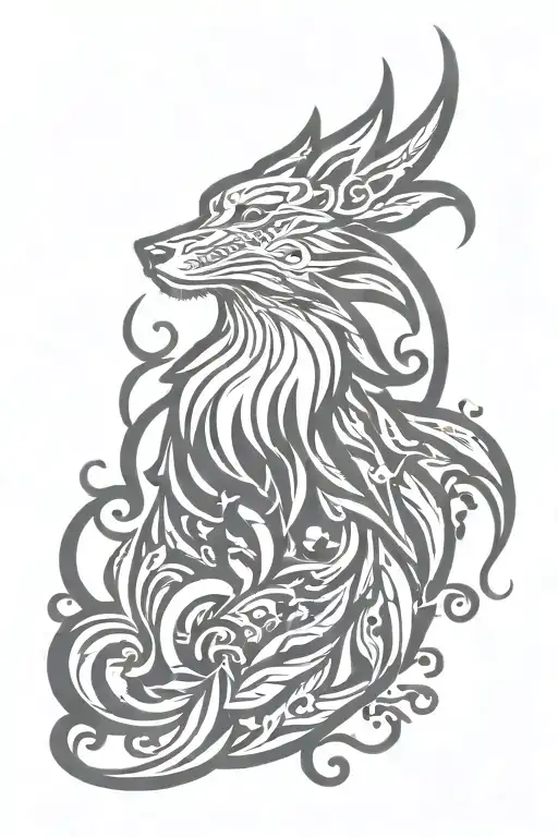 wolf royal flourish tattoo design idea