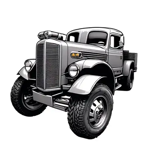 truck Wheel v8 engine tools tattoo design idea