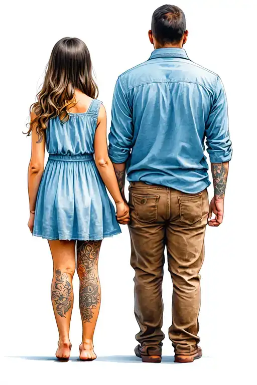 father and daughter holding hands tattoo design idea