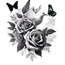 tryharder  with roses and butterflies and a doves tattoo design idea