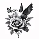 tryharder  with roses and butterflies and a doves tattoo design idea