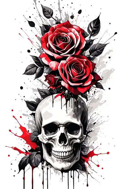 roses and skulls representing dark periods tattoo design idea
