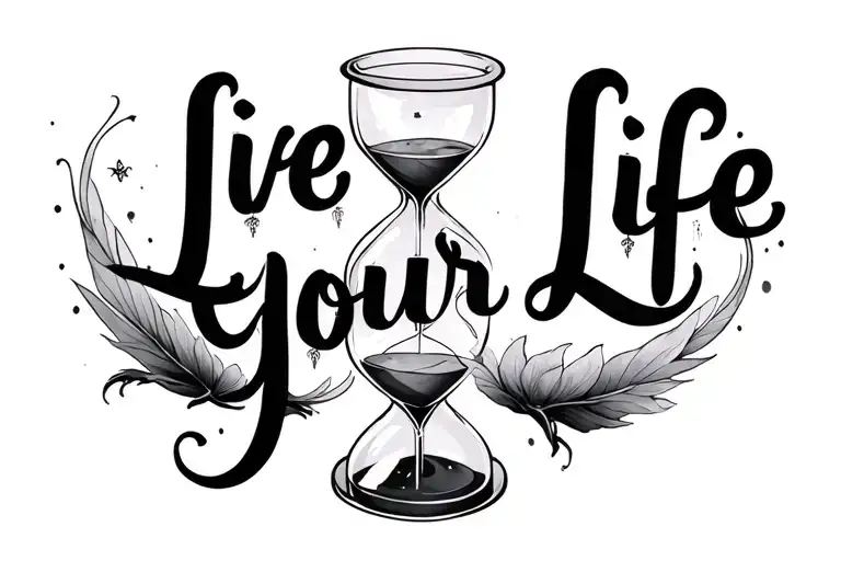 "Live Your Life" "Live Your Life" hourglass background creatures tattoo design idea