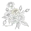 rose, carnation, water lily, honeysuckle, daisy, sweetpea, larkspur, snowdrop tattoo design idea